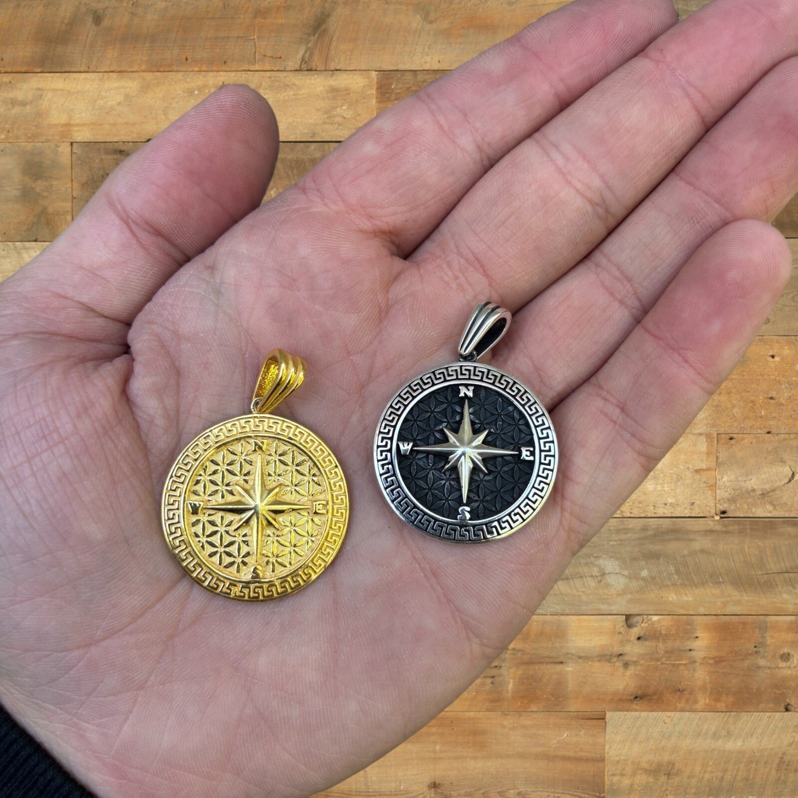 925 Sterling Silver Compass Pendant