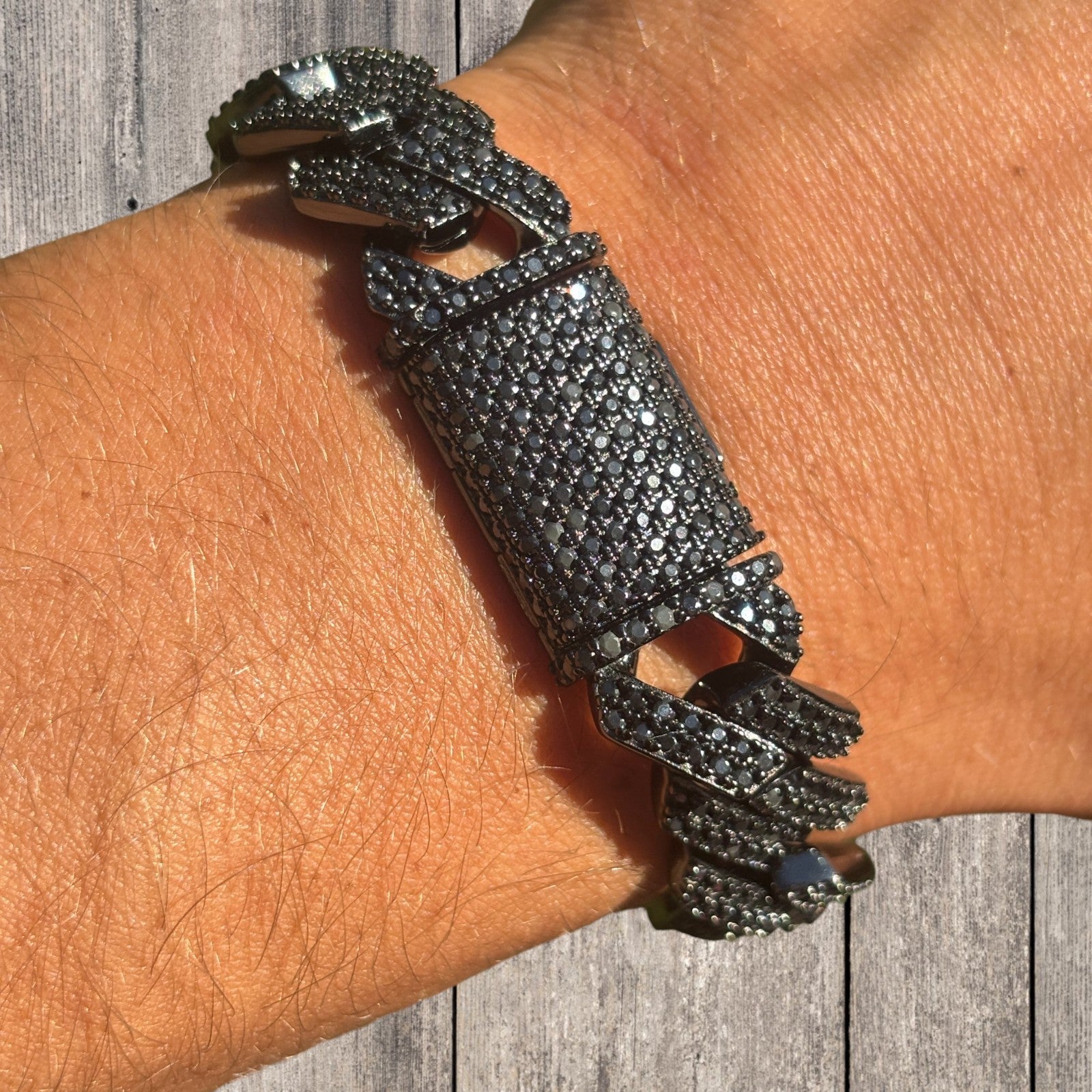 925 Sterling Silver 16mm Moissanite Cuban Prong Bracelet