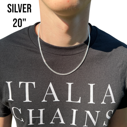 925 Sterling Silver 3mm Diamond Cut Miami Cuban Chain Necklace