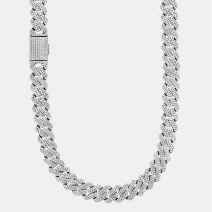 925 Sterling Silver 16mm Moissanite Miami Cuban Prong Chain Necklace