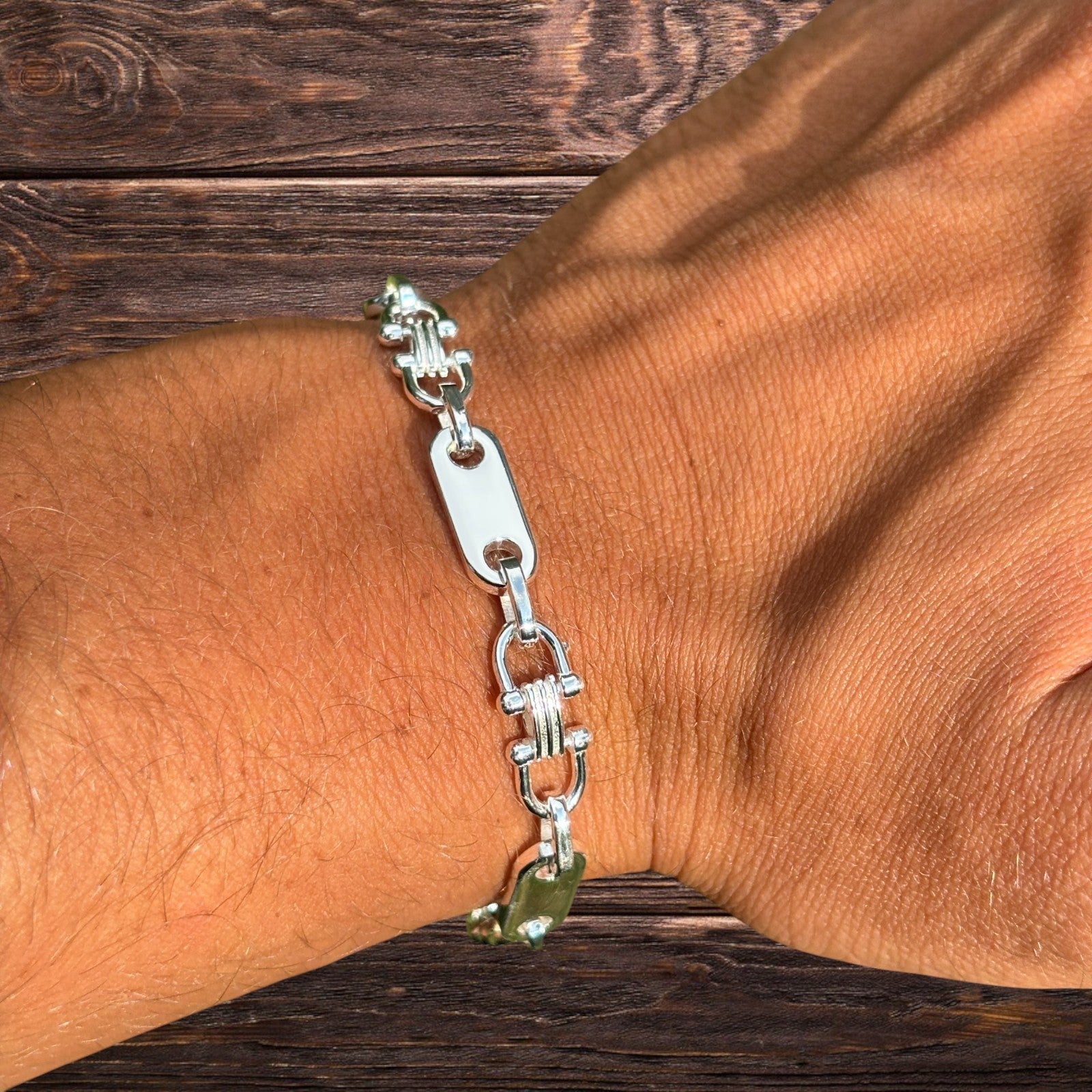 925 Sterling Silver 7.5mm Custom Ferragamo Link Bracelet