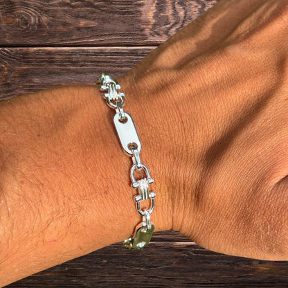 925 Sterling Silver 7.5mm Custom Ferragamo Link Bracelet