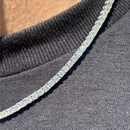 925 Sterling Silver 3mm Tennis Chain Necklace - CZ Or Moissanite