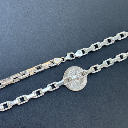 925 Sterling Silver 7mm Fancy Hermes Rolo Link Chain