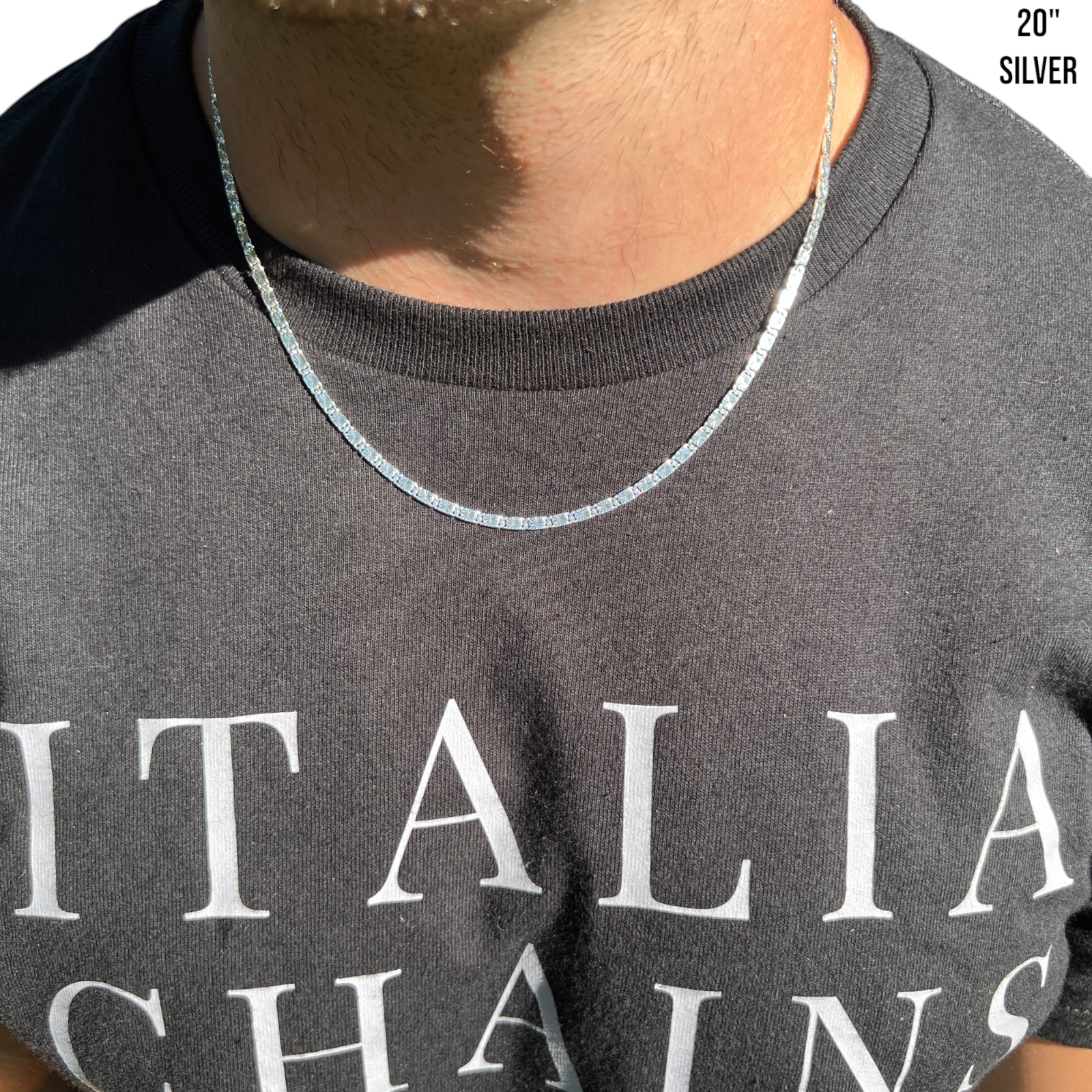 925 Sterling Silver 3mm Valentino Chain Necklace