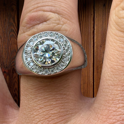 925 Sterling Silver Round Brilliant Cut Ring With Moissanite