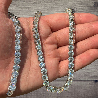 925 Sterling Silver 7mm Tennis Chain Necklace - CZ Or Moissanite
