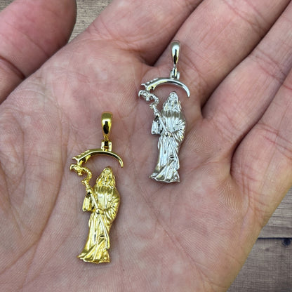 925 Sterling Silver Santa Muerte Grim Reaper Pendant