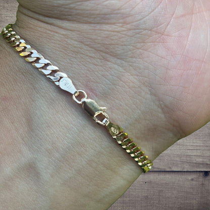 925 Sterling Silver 4mm Flat Curb Bracelet
