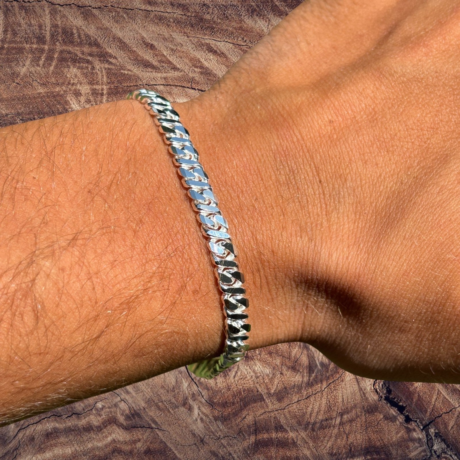 925 Sterling Silver 5mm Dollar Link Bracelet