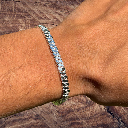 925 Sterling Silver 5mm Dollar Link Bracelet