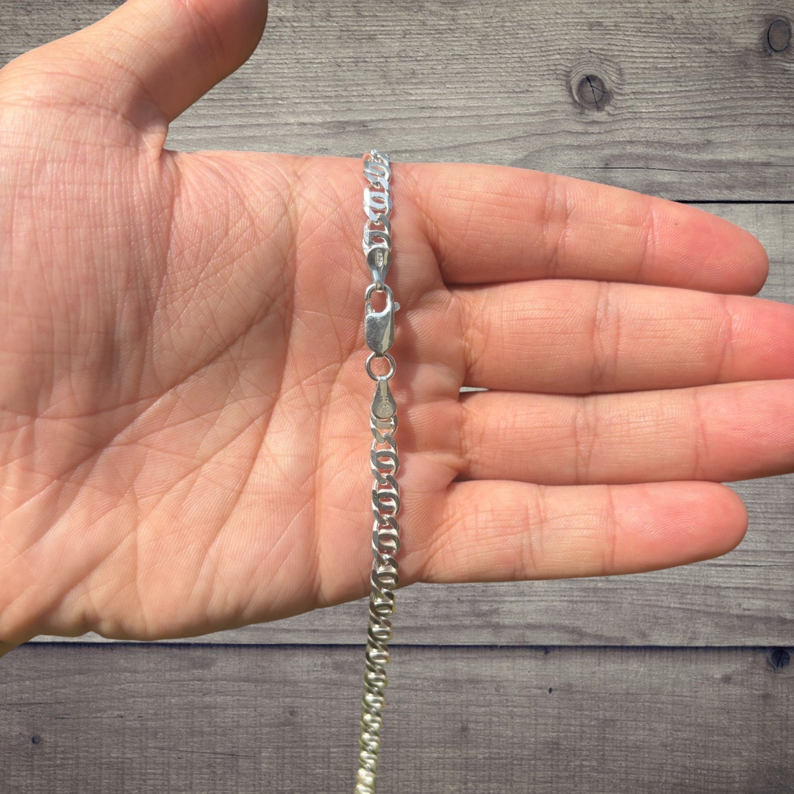 925 Sterling Silver 5.5mm Tiger Eye Chain Necklace