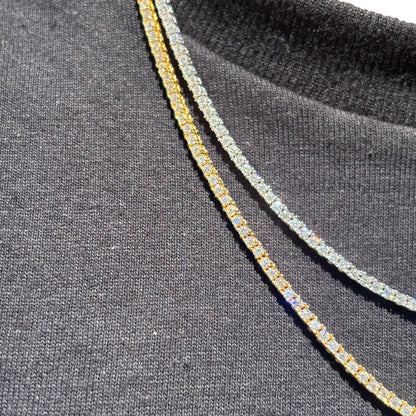 925 Sterling Silver 2mm Tennis Chain Necklace - CZ Or Moissanite