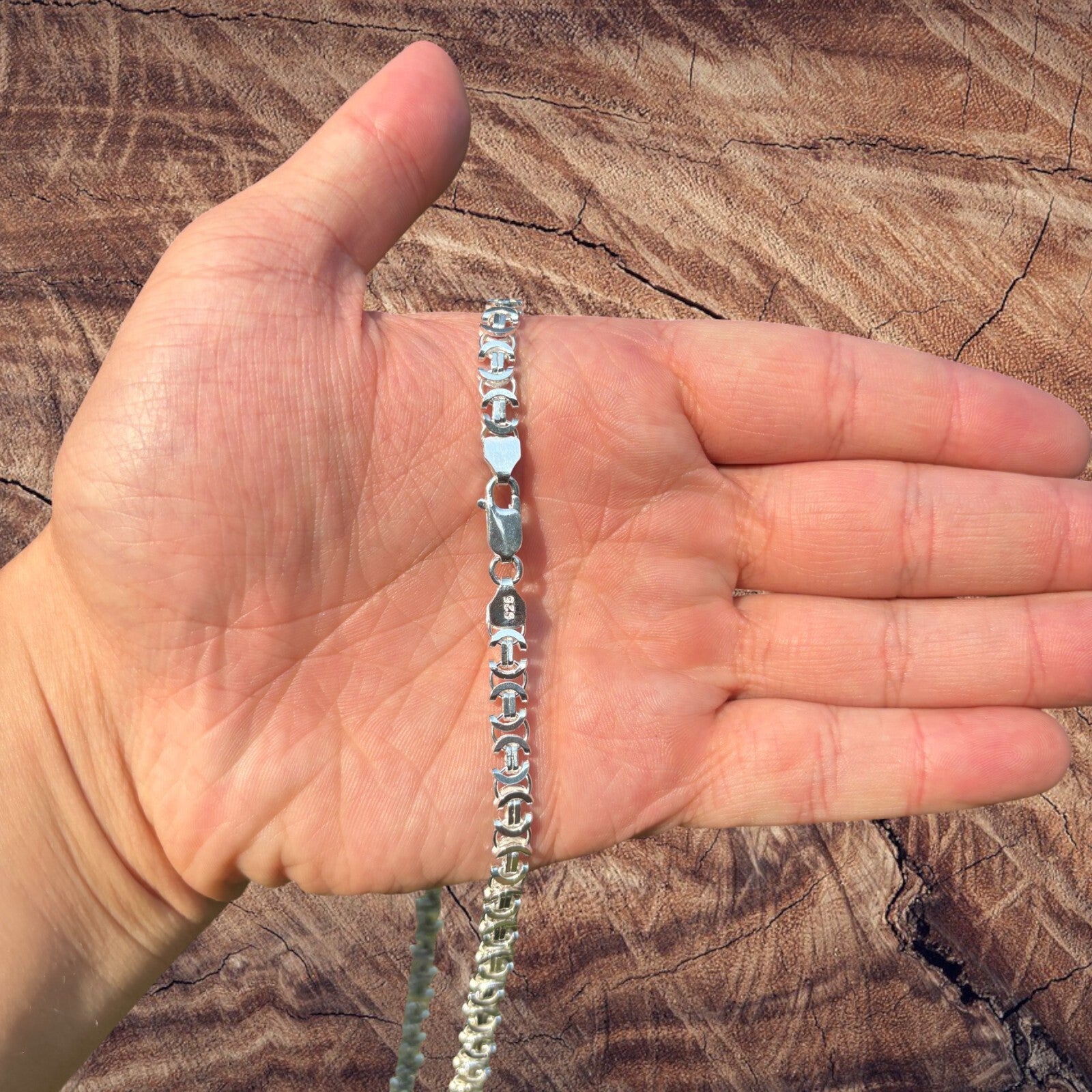 925 Sterling Silver 6mm Flat Byzantine Chain Necklace