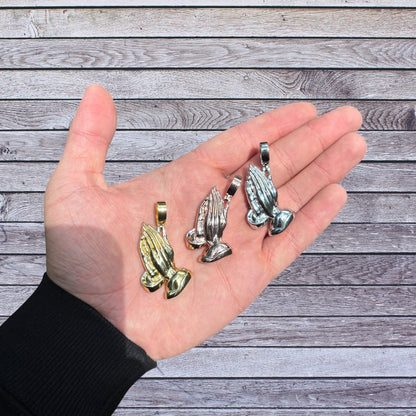 925 Sterling Silver Praying Hands Pendant - Medium