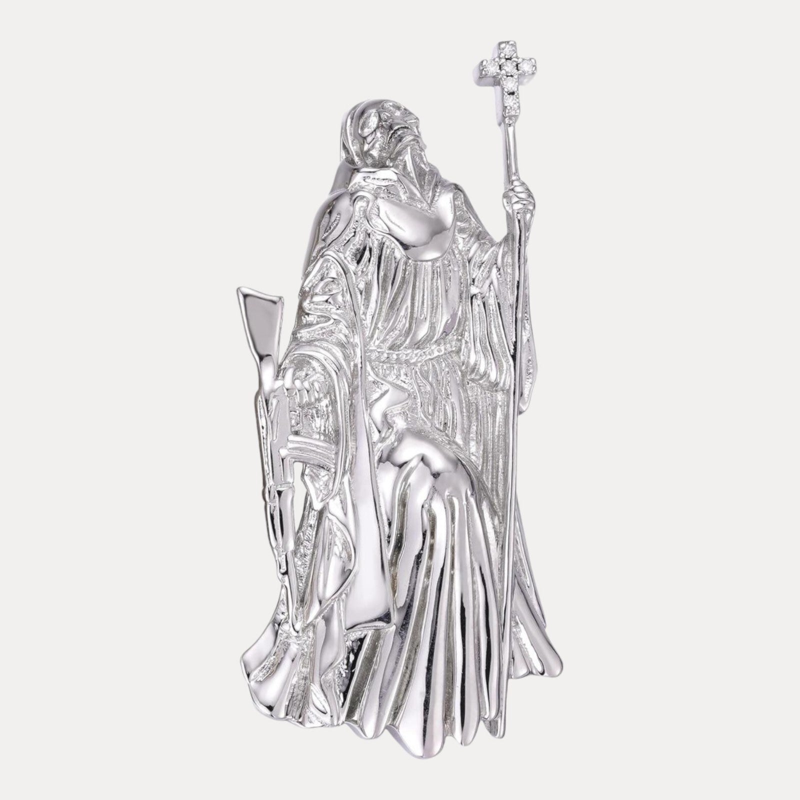 925 Sterling Silver Grim Reaper Pendant With Moissanite