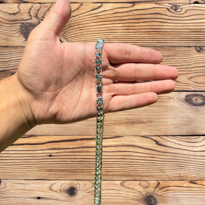 925 Sterling Silver 8mm Square Curb Chain Necklace