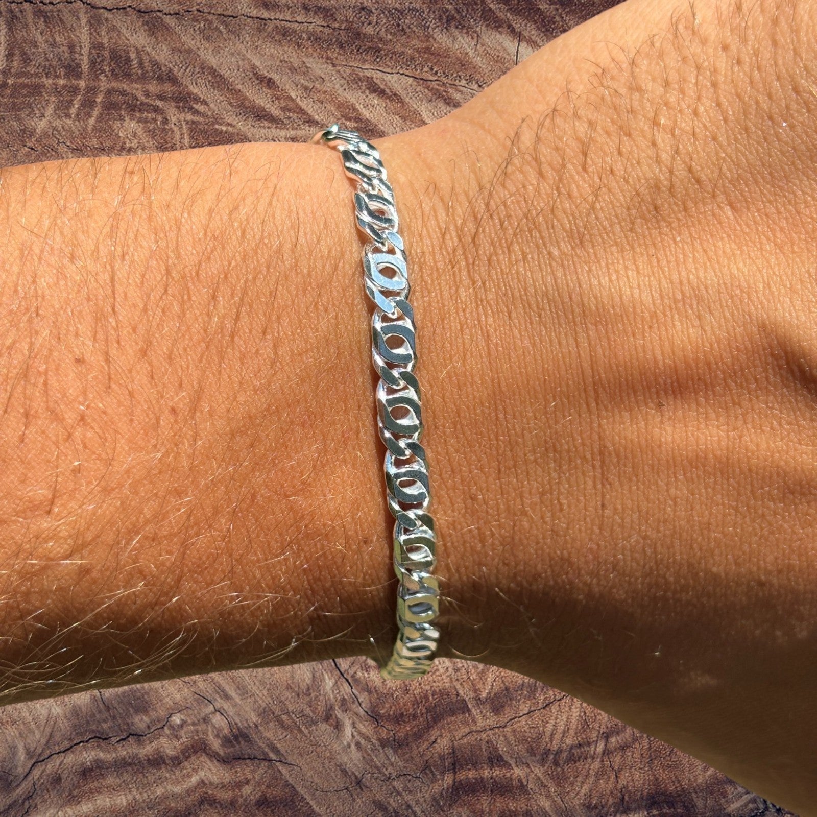 925 Sterling Silver 5.5mm Tiger Eye Bracelet