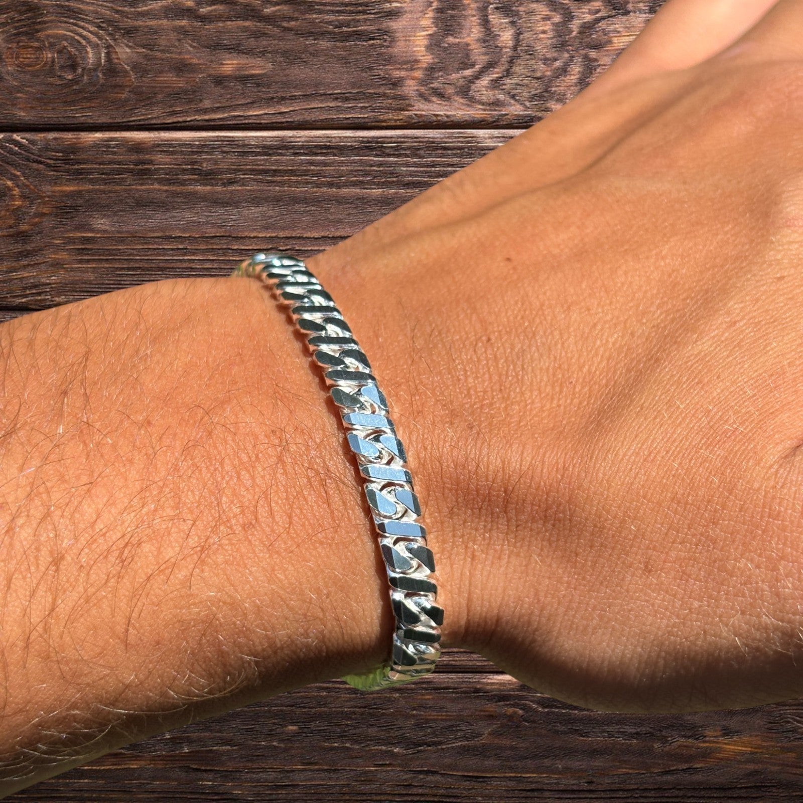 925 Sterling Silver 6mm Dollar Link Bracelet