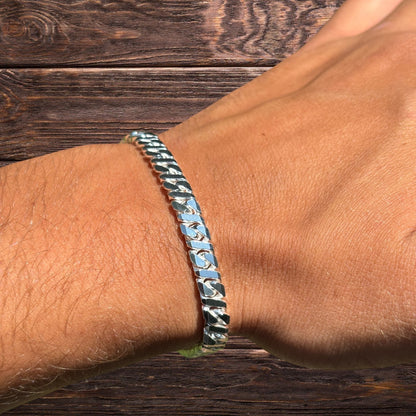 925 Sterling Silver 6mm Dollar Link Bracelet