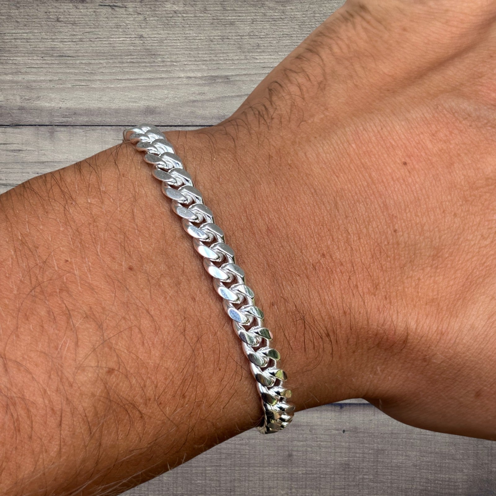 925 Sterling Silver 6mm Miami Cuban W. Box Clasp Bracelet