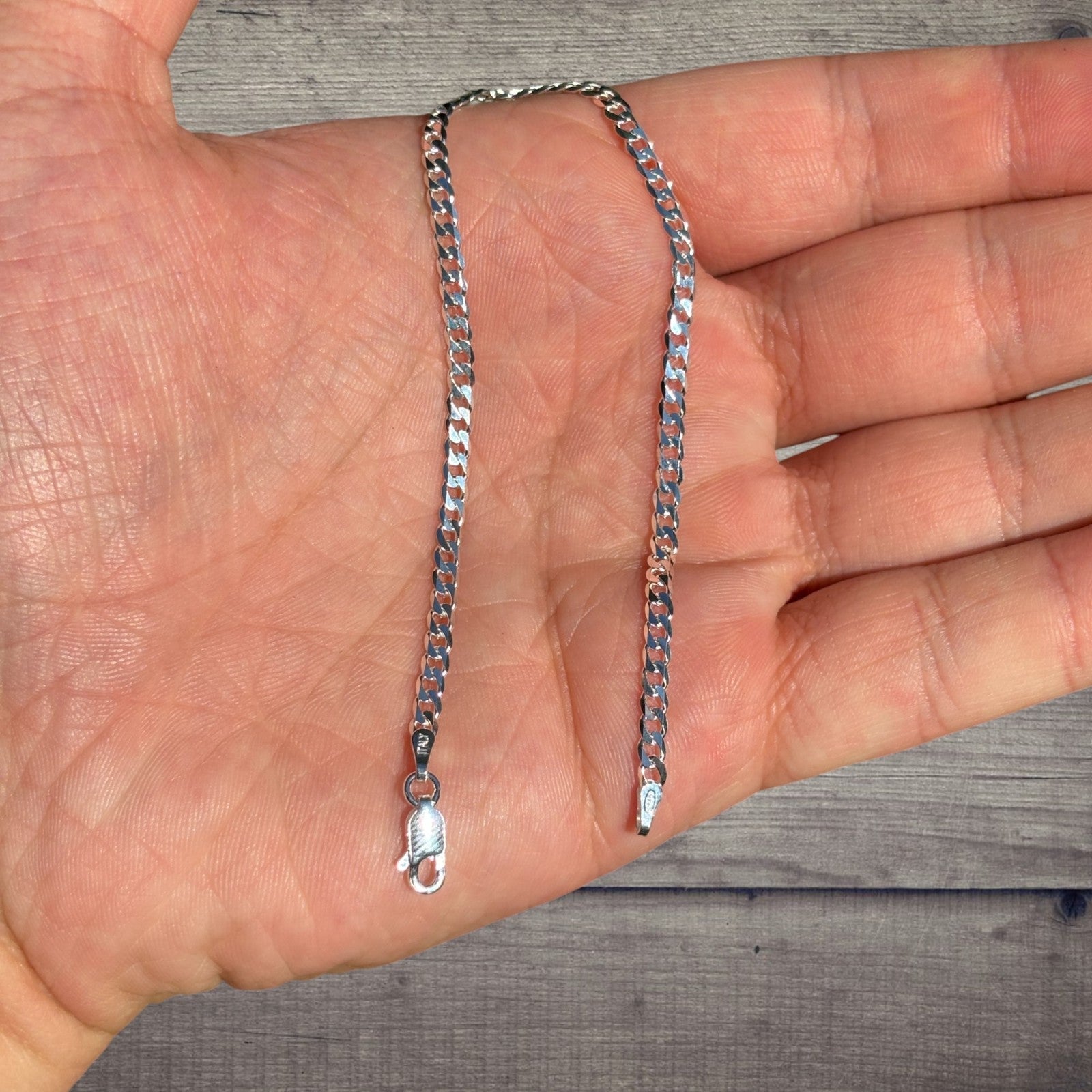 925 Sterling Silver 3mm Curb Bracelet
