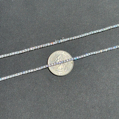 925 Sterling Silver 2mm Tennis Chain Necklace - CZ Or Moissanite