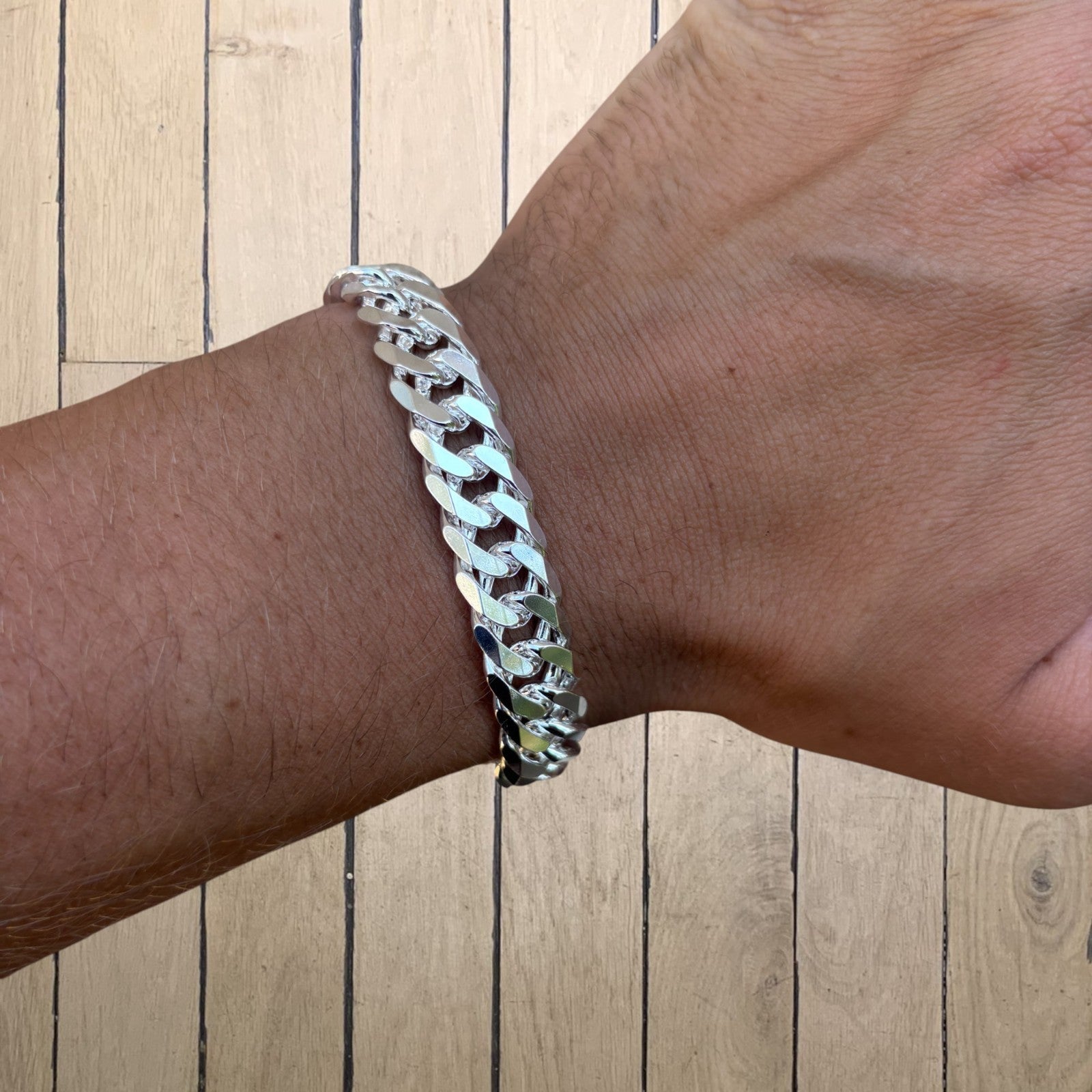 925 Sterling Silver 12mm Double Curb Bracelet