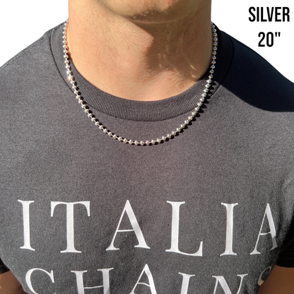 925 Sterling Silver 4mm Bead Chain Necklace