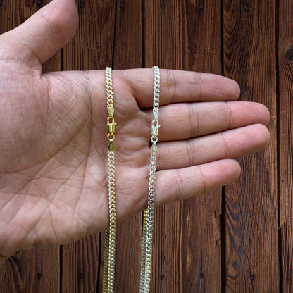 925 Sterling Silver 3mm Diamond Cut Miami Cuban Chain Necklace