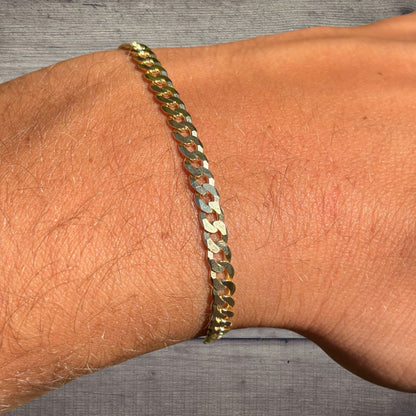 925 Sterling Silver 4mm Flat Curb Bracelet