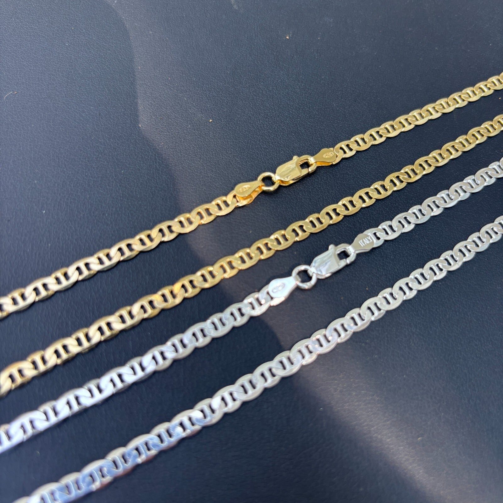 925 Sterling Silver 4mm Mariner Chain Necklace