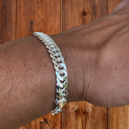 925 Sterling Silver 8mm Double Curb Bracelet