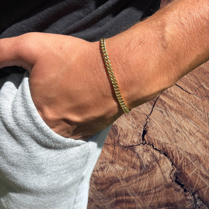 925 Sterling Silver 4mm Miami Cuban W. Box Clasp Bracelet