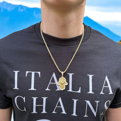 925 Sterling Silver Hamsa Hand Pendant With Moissanite - Medium