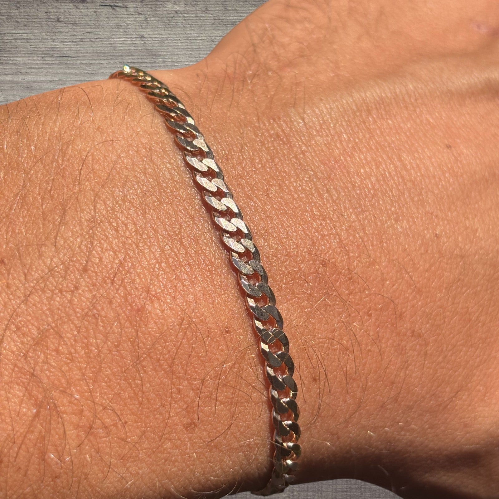 925 Sterling Silver 4mm Flat Curb Bracelet