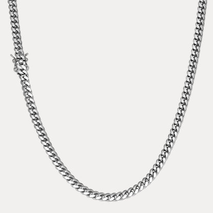 925 Sterling Silver 6mm Miami Cuban W. Box Clasp Chain Necklace