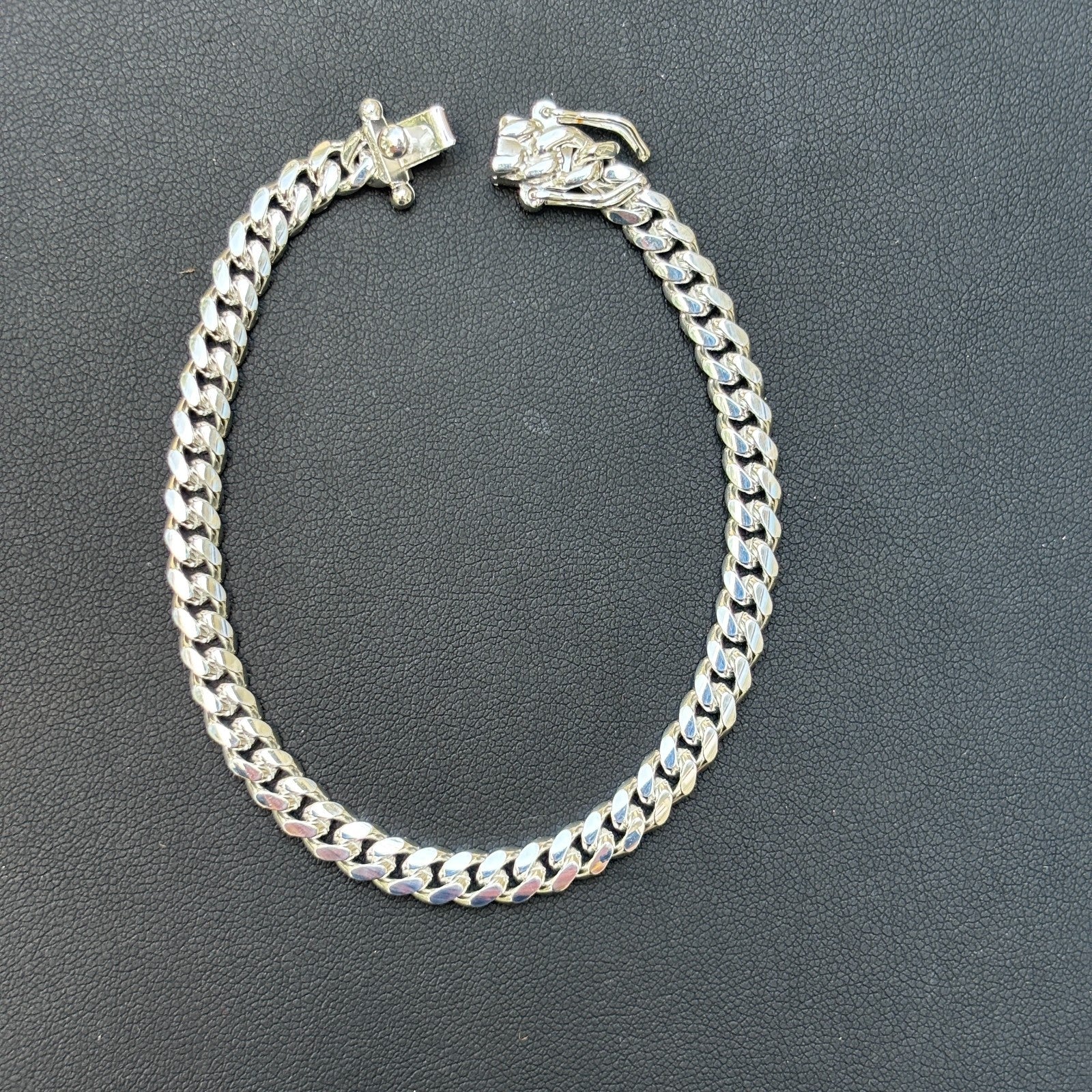 925 Sterling Silver 5mm Miami Cuban W. Box Clasp Bracelet