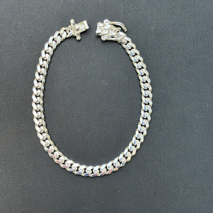 925 Sterling Silver 5mm Miami Cuban W. Box Clasp Bracelet