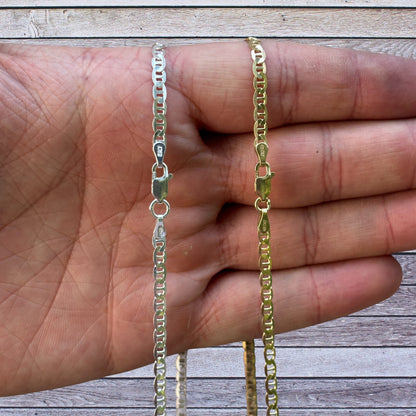 925 Sterling Silver 3mm Mariner Chain Necklace