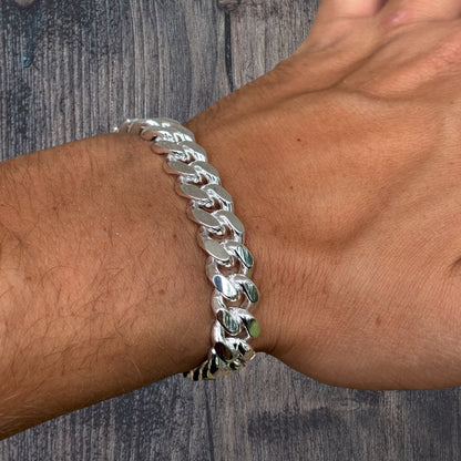 925 Sterling Silver 10mm Miami Cuban W. Box Clasp Bracelet
