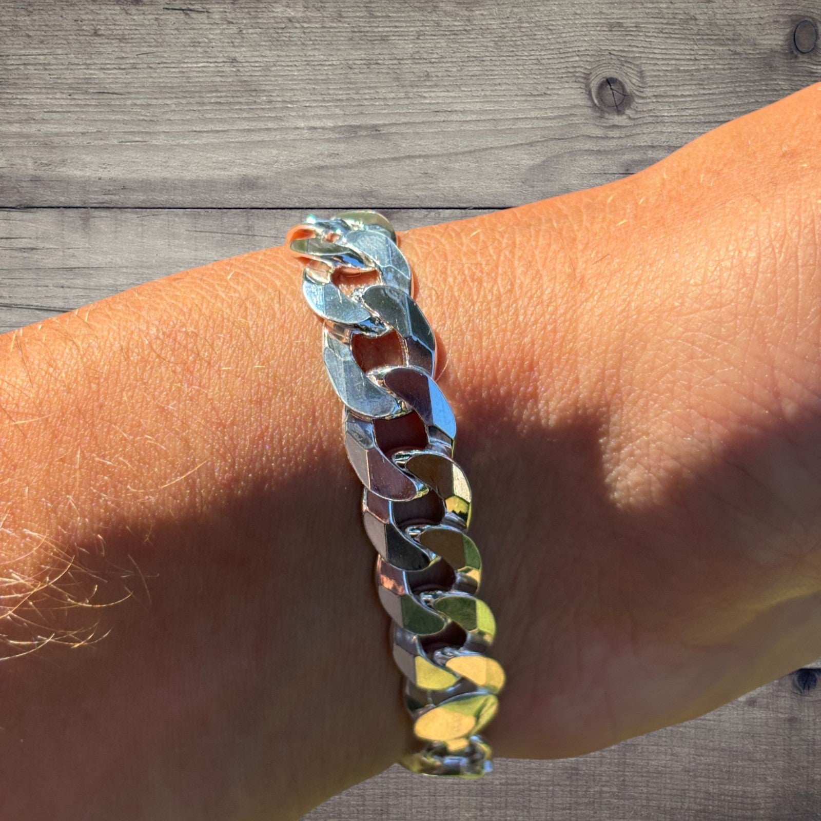 925 Sterling Silver 10.5mm Flat Curb Bracelet