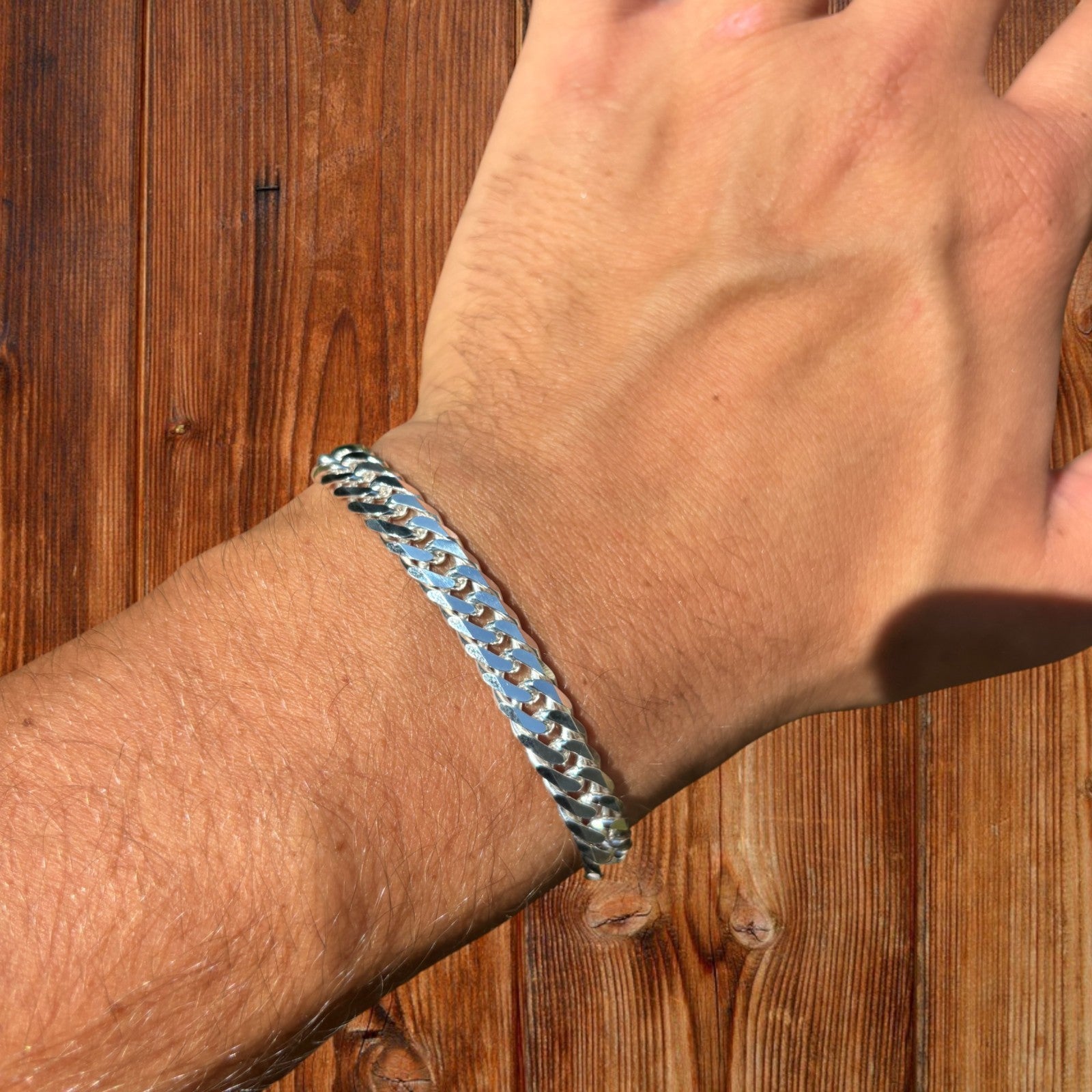 925 Sterling Silver 8mm Double Curb Bracelet