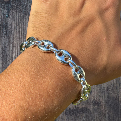 925 Sterling Silver 12mm Puffed Gucci Bracelet