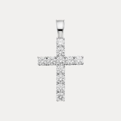 925 Sterling Silver Small Tennis Cross Pendant With Moissanite - Small