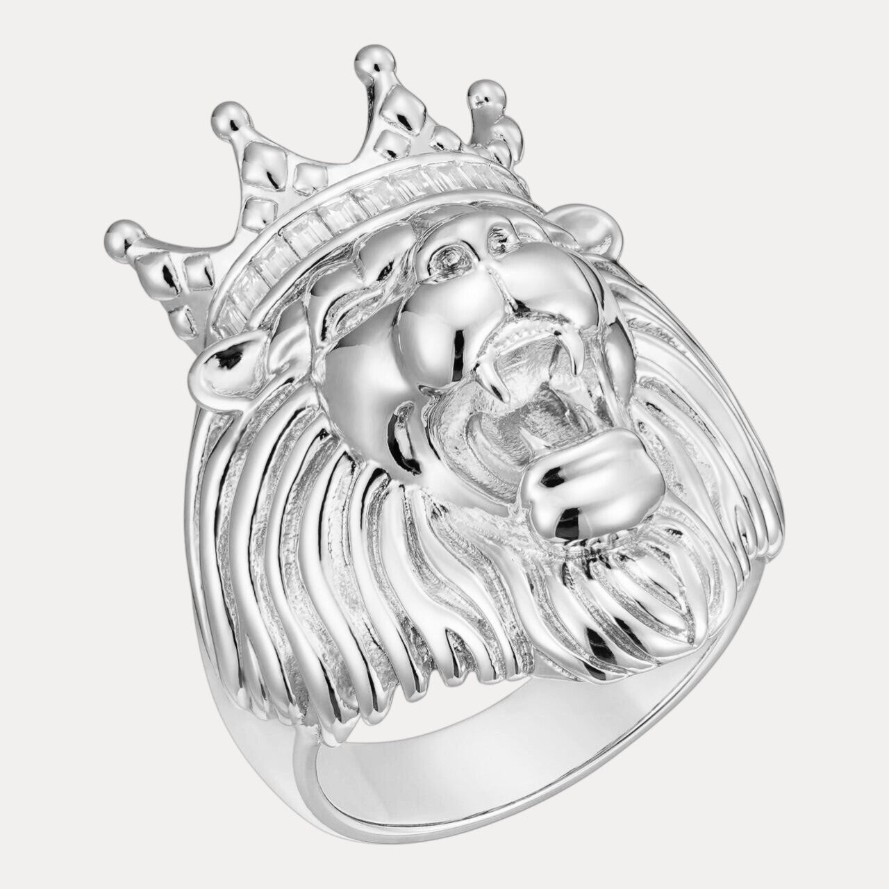 925 Sterling Silver King Lion Ring With Moissanite