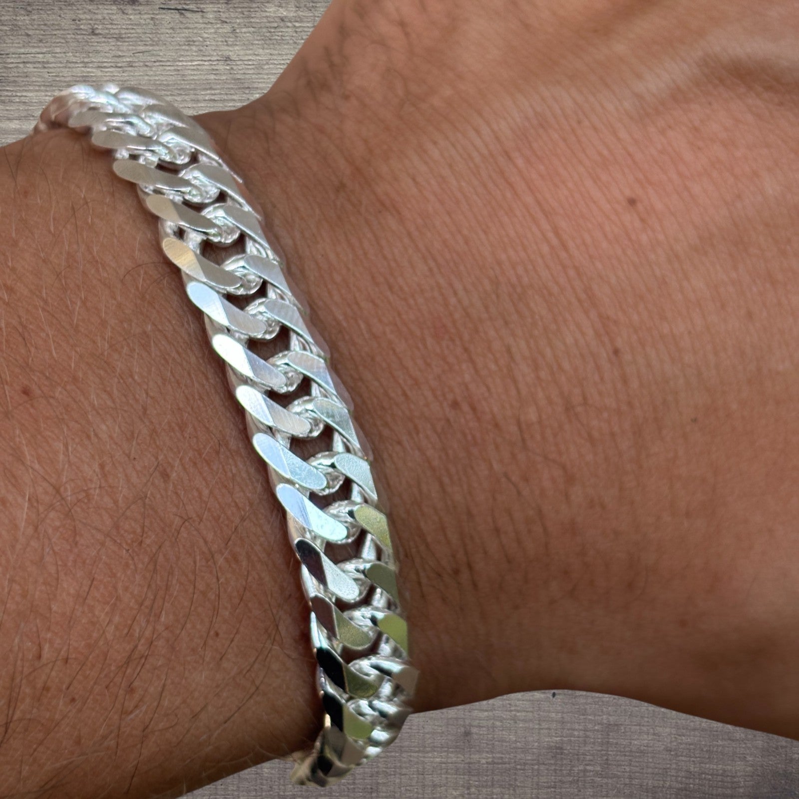 925 Sterling Silver 10mm Double Curb Bracelet