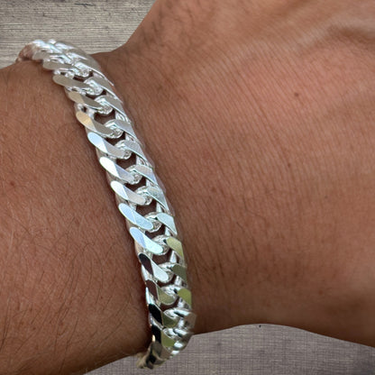 925 Sterling Silver 10mm Double Curb Bracelet