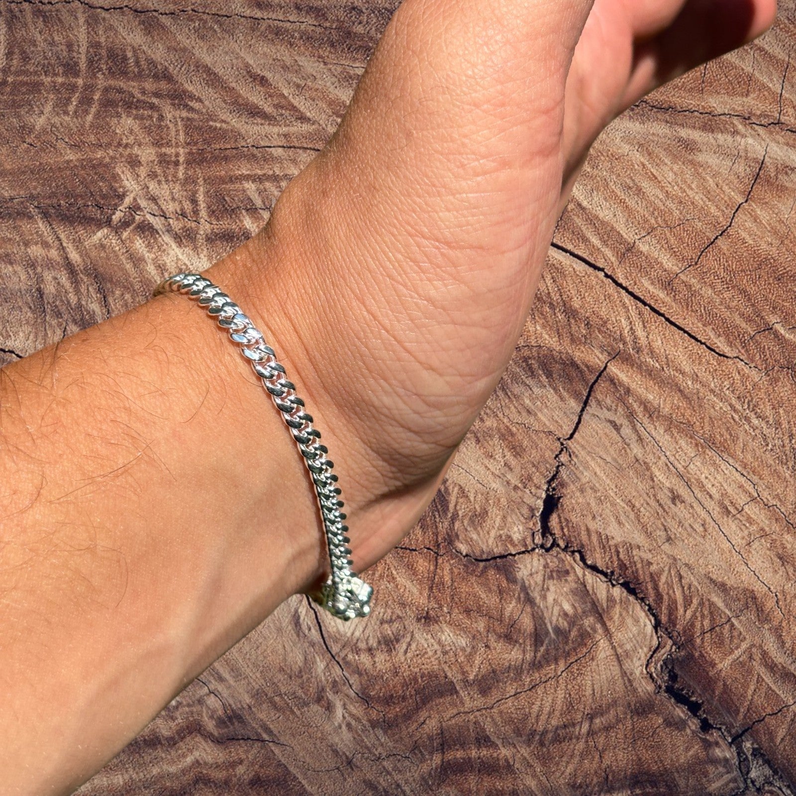 925 Sterling Silver 4mm Miami Cuban W. Box Clasp Bracelet