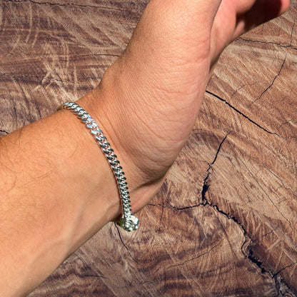 925 Sterling Silver 4mm Miami Cuban W. Box Clasp Bracelet